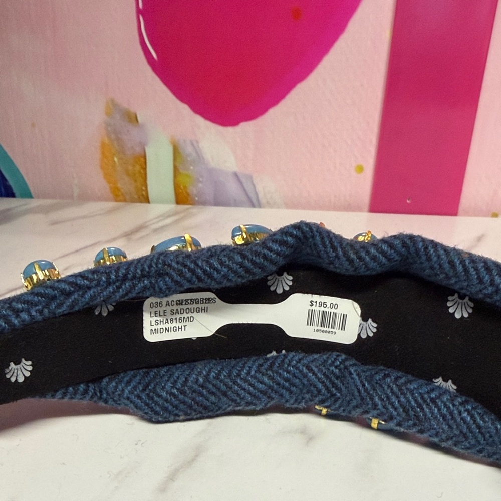 NWT Lele Sadoughi Blue Beaded Headband - Picture 3 of 4